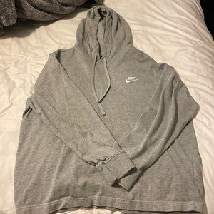 Nike Large Grey Heather Sportswear Club Men's Jersey Pullover Hoodie